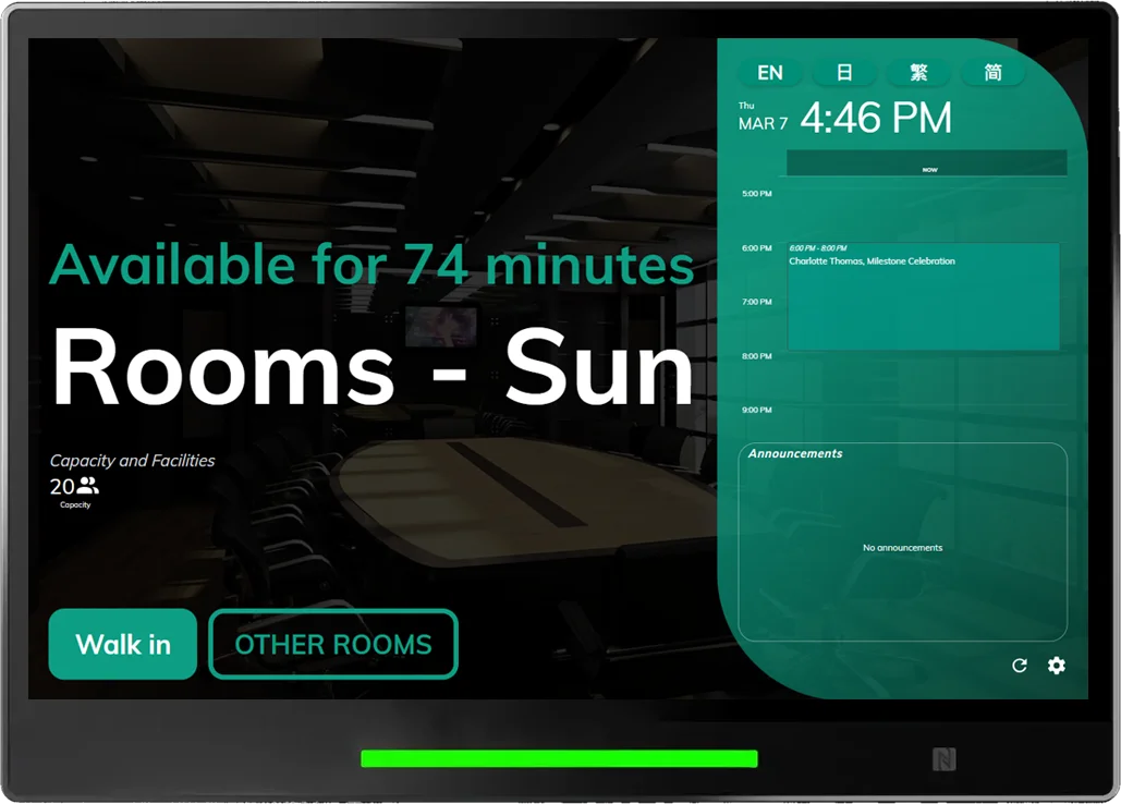 The room is available for more than 30-minute-long meetings.