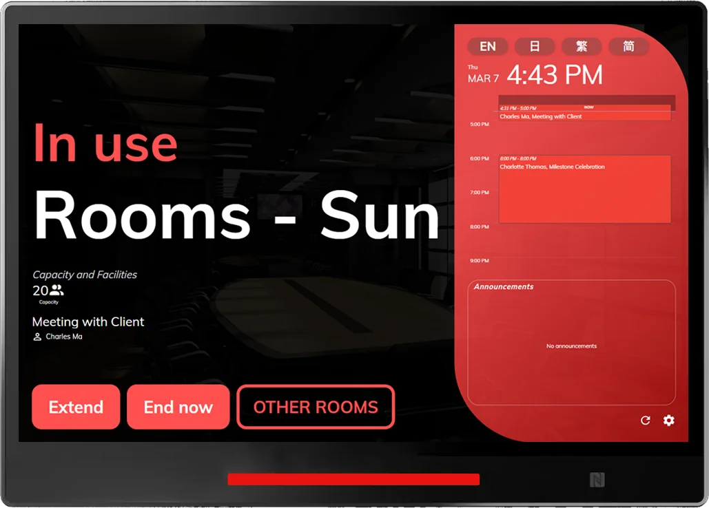 Indicates that someone is using the room. Please do not disturb.